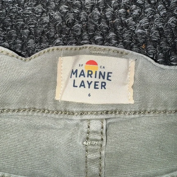 Marine Layer Utility Shorts Womens Size 6 Green Canvas Workwear Patch Pocket - Picture 3 of 4